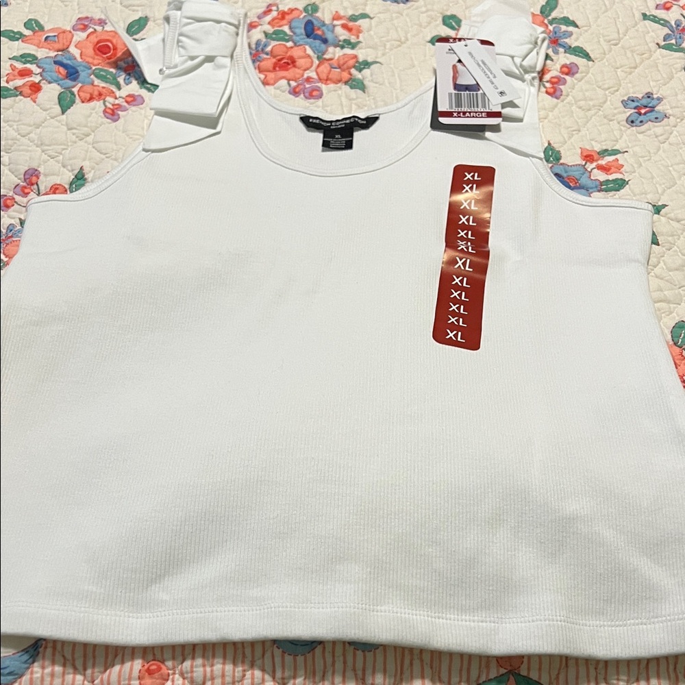French Connection White Tank Top with Bow Straps